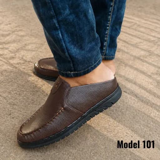 Genuine Cow Leather Half Sandal Shoes 101 CHOCO BLACK