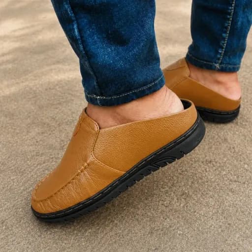 Genuine Cow Leather Half Sandal Shoes 101 MASTER BLACK