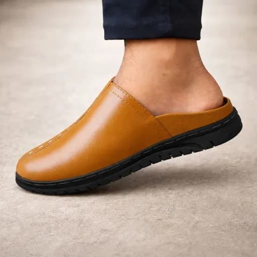 Genuine Cow Leather Half Sandal Shoes 102 MASTER BLACK